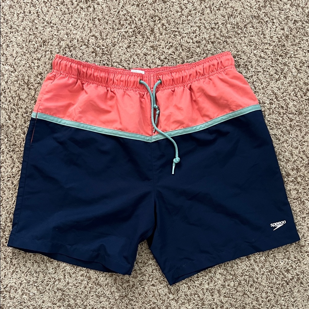Speedo Men's Swim Trunks - Coral and Navy size XL